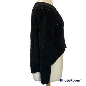Eileen Fisher high/low black cotton sweater